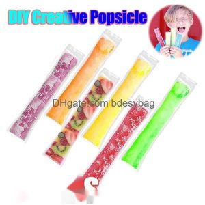 Disposable Dinnerware Ice Popsicle Mold Bags Bpa Zer Tubes With Zip Seals Yogurt Stick Juice Fruit Smoothies Candy Pops Drop Delivery Ottcl