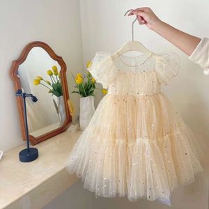 Summer Dresses Girls 'Elegant Girl Baby Bubble Mesh Sequin Temperament Princess Party Short Sleeve Dress L2405