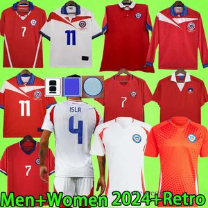 Mulheres 2024 camisas de futebol do chile 1982 1998 2014 Camisa de futebol Retro Home Away Vintage 82 98 14 16 17 23 24 25 Salas uniformes Zamorano Vidal Alexis M.Gonzalez