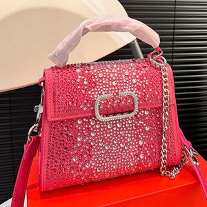 Rhinestone Tote Çanta Elmas Çanta Tasarımcısı Omuz Torbası Lüks Çanta Flep Manyetik Toka Gümüş Donanım Zinciri Crossbody Çantalar Çıkarılabilir Kayış Toz Çanta