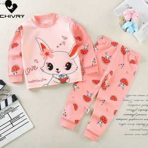 New 2024 Kids Girls Pama Cartoon Long Sleeve T-Shirt Tops with Pants Toddler Baby Spring Autumn Sleepwear Clothing Sets L2405