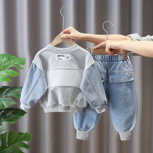 Çocuklar Sweater Bahar Sonbahar Moda Spor Giyim Takım Çocuk Giyim Bebek Bebek Top Pantolon 2 PCS L2405