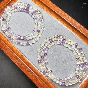 Link Bracelets 4-4.5MM Natural Five Crystal Triple Circle Bracelet Women Charm Healing Reiki Yoga Energy Wrist Jewelry Gift 1PCS