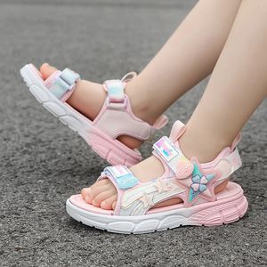 Sommermädchen Sandalen modlicht weiche Wohnungen Kleinkind Süße Pink Purple Säugling Casual Beach Kinder Schuhe im Freien 240516