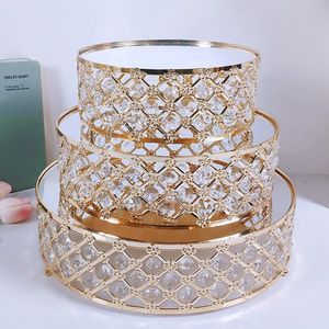 Andere Backware Gold Mirror Metal Cake Ständer runden Cupcake Hochzeits Geburtstagsfeier Dessert Sockel Display Plate Home Decor 2698