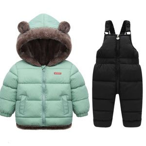 Set di abbigliamento per bambini invernali set di cappotti in pile di agnello + pantaloni abbassati baby addensare 2 pezzi caldi abiti per bambini vestiti per ragazzi giacche di moda l2405