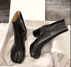 Design Tabi Boots Split Toe Chunky High Heel Leather Zapatos Mujer Fashion Autumn Women Shoes Botas5483304