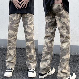 Men's Jeans Four Season High Street Man Denim Pants All-match Teenager Camouflage Loose Stitching Straight Casual Long