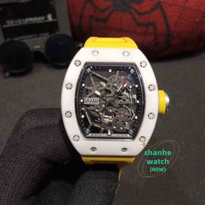 RM Watch Date Luxury Mens Mechanics Watches Wristwatch Business Leisure Watch RM035 Automatisk mekanisk vit keramisk fodral gul kran