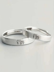 Para pierścieni 2 sztuki/zestaw pierścieni pary Śliczny kotek Otwarty Regulowany pierścionek słodka dekoracja urocza biżuteria dla nastoletnich par S2452301