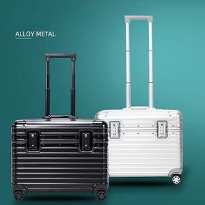 Designer Suitcase Compact Business Boarding Box Pilot Case Silver Groove Texture Aluminum-Magnesium Alloy Telescopic Handle Fashion Unisex