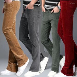 Herrenhose Herbst Frühling Vintage Skinny Casual Cord Flare für Männer männliche tägliche Glockenbodenstiefel geschnittene Beinhose Grüne Schwarz Khaki