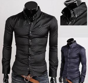 2020 New Fashion Mens Designer Stripes Dress Shirts Casual Slim Long sleeve Shirts Fit Social Style Camisas Masculinas for Men Che8684625