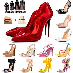 Klänningskor röda botten lyxiga höga klackar kvinnor skor designers pumpar så kate stilettos sandaler sexiga spetsiga tå heta kycklingar röda ensamma 8 cm 10 cm plattform kvinnor dhgate