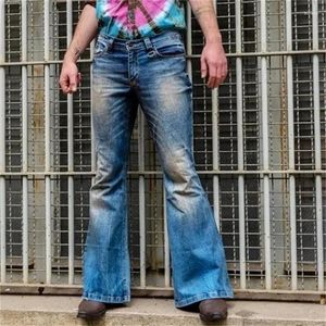 Męskie dżinsy modne punkowe styl duży rozszerzony cztery sezony uliczny swobodny spółek z wysokim paskiem kieszonkowe dżinsowe spodnie męskie spodnie młodzieżowe