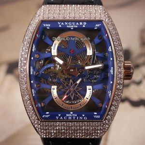 Nowy Vanguard Yachting Rose Gold Case V45 S6 Jacht Szkielet Turbillon Tourbillon Automatyczna męska zegarek Diamentowy ramka skórzany pasek gumowy WATC 296Q