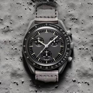 Bioceramiczna planeta księżyc Quarz Watch Mission to Mercury 42mm Pełna funkcja Chronograph luksusowe męskie pary na rękę zegarek 2023 260p