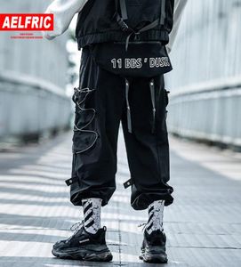 Calça de carga de saco de cinto removível Aelfric, homens, moda a moda reflexiva casual harajuku streetwear calça de moletom de hip hop touser4286070