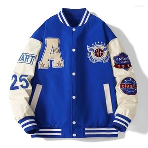 Herrjackor män varsity baseball bomber jacka hip hop hajuku ben bokstav lapptäcke läder streetwear kvinnor unisex college rockar