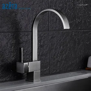 Kitchen Faucets Azeta Brass Rotatable Tap Brushed Nickel Single Hole Deck Mounted & Cold Water Faucet 8824BN