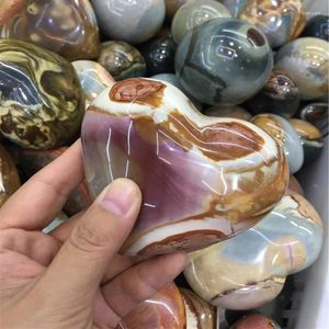 Dekorativa figurer 1 kg Natural Color Ocean Jasper Heart Shaped Quartz Crystals till salu