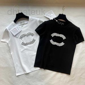 Women's T-Shirt Designer T-shirt Pearl Letter Casual Fashion Soft Comfortable Suer Cotton Slim Short Sleeve Tops IIJB