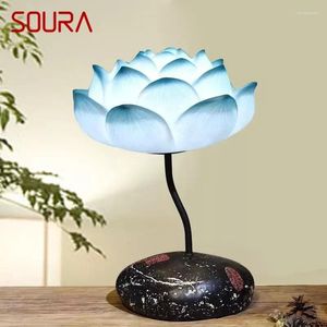 Tischlampen Soura zeitgenössische Lotus Lampe Chinesische Stil Wohnzimmer Schlafzimmer Tee Studie Kunst dekoratives Licht