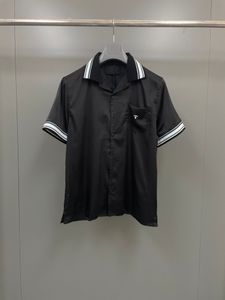 Nya sommardesignerskjortor Högkvalitativ amerikansk storlek Överdimensionerad version av kortärmad sidenskjorta Highend Märke Mens Casual Black Shirt