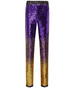 Gradient cekin glitter spants Men 2022 zupełnie nowy szczupły dopasowanie proste sukienki Męskie imprezowe scena Piosenkarka Suit Pants8991468