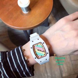 RM Watch Date Marshmallow Womens Automatisk mekanisk klocka armbandsur atmosfär keramisk band diamant inlagd personlighet mångsidig liten mode