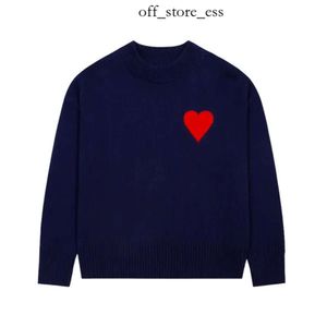 Amis Hoodie Play Brand Herrenpullover neue Pariser Modemarke Herren Designer Stricker Sweater Sticked Red Heart Solid Farbe Big Love Hals Kapuze Amis Shirt 202