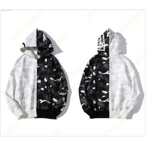 Erkek Hoodie Designer Hoodies Shark Yansıtıcı Kadın Sweatshirt Sweaters Hoody Büyük Boyutlu Renk Kamufla Geniş Tam Zip Çift Cap Nakış Hoodys