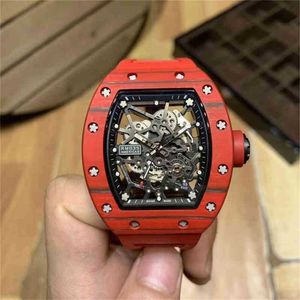 Начальные часы дата роскошь Richamill Business Watch Leisure Watch 035 Автоматические механические красноуглеродные ленты