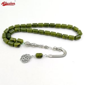 Tasbih Natural Peridot Мусульманский браслет Мисбаха Исламский подарок 33 45 66 99 100 Розарий ювелирных украшений ручной работы 240523