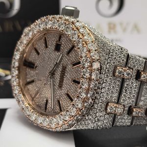 luxury 18k Solid Gold VVS diamond watch Stainless steel watch Customized vvs moissanite diamond mechanical watch for men