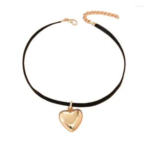 Choker Heart Pendant Necklaces Long Chain Love Couple Chockers Alloy Material For Women Girlfriends N2UE