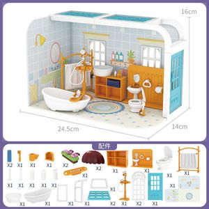 Puppenhaus Accessoires Koala Tagebuch Sunshine Shop Puppenhaus Simulation Miniatur -Szene Badezimmer mit Möbeln Model Mädchen Haus Spielzeug Q240522