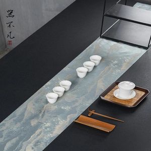 Guardanapos de chá estilo chinês tapete d'água zen high-end de mesa de tira de tira de pano de toalha de tira de tira