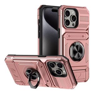 Nuova custodia ad anello anti -shock per Samsung S24 Plus S24 Ultra Stand Silicone Hard Back Cover per iPhone 13 14 15 Pro Max Card Slot Magnetic States Support Shell Case