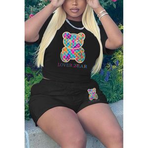 Ruos de faixa feminina de designer 2 shorts de duas peças Conjunto de esportes de t-shirt de manga curta Plus Size 3xl 4xl 5xl