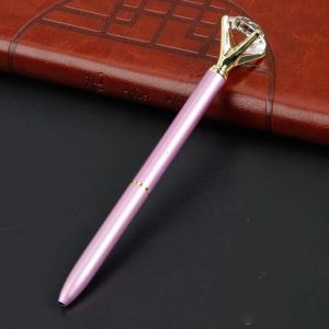Caneta de caneta de esferográfica Kawaii de vidro de cristal simples com grande caneta de bola com gem