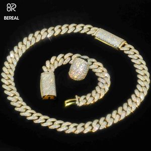 12MM 10K 14K 18K Solid Gold Miami Moissanite Link Chain Hip Hop Shinning Fine Gold Moissanite Cuban Link Bracelet For Women Men