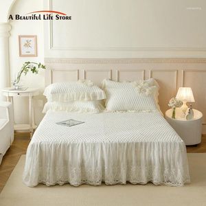 Saia da cama de laca de algodão pura de algodão puro puro colchão acolchoado capa de colchão com travesseiros 3pcs 5pcs