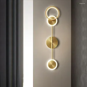 Vägglampa modern sconce ljus fixtur inomhus belysning sängen led hem dekor korridor sovrum vardagsrum akryl konst runda guld