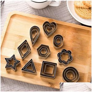 Baking Moulds Mods 30Pcs Box Stainless Steel Sugar Biscuit Press Stamp Embosser Cookie Cutter Diy Fondant Cake Mold Pastry Decor Acces Dhtxr