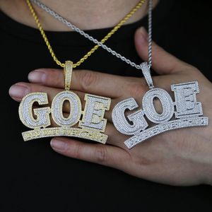 Iced Out Bling CZ Letter Hustle Hust Rich Lucky Pendant Necklace 5a Zircon Badge Fluorescence Charms Men Hip Hop SMEE saymry
