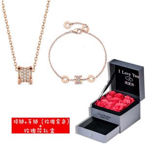 Global Fashion Luxury Jewelry Bulgarly necklace S925 silver fashion red simple luxury clavicle chain Original logo