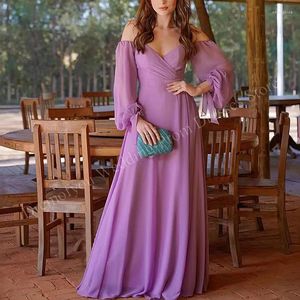 Abiti da festa lungo abito da sera di lavanda per donne in chiffon lungo la prima linea dell'occasione formale di gala eventi speciali eleganti 2024