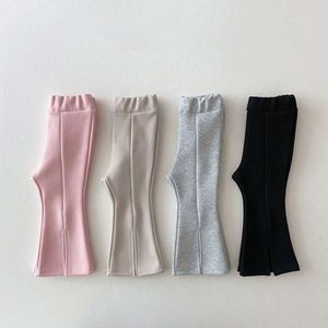 1-6T Toddler Kid Baby Girls Clothes Solid Fashion Cotton Split Boot Cut Elegant Streetwear Cute Trousers Infant Flares Pant L2405