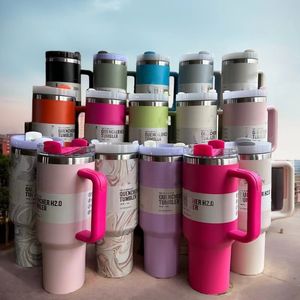 18 Color Drinkware Quencher H2.0 40oz Stainless Steel Coffee Tumbler Cup Double Wall Hot And Cold Vacuum Insulated tumbler With Handle,Straw,Lid